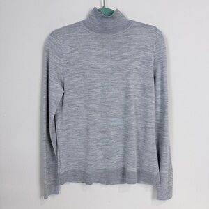 LOFT Gray Mock Neck Button Up Back Sweater M